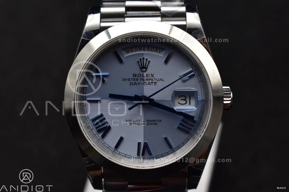 Roman Blue On 904L V4 Dial Tungsten Markers GMF 40 DayDate Steel Bracelet President A3255 Weighted 0212